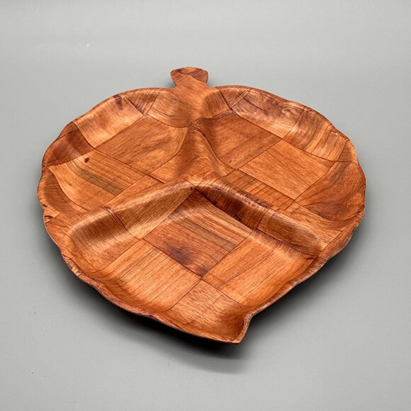 Vintage Philippine Mahogany Leaf Bowl — Hand-Carved Laminated Wooden Dish - Picture 4 of 7